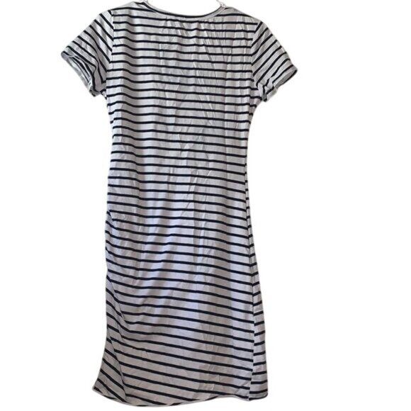 BTFBM Womens Striped Short Sleeve Bodycon Dress Black & White S - Picture 7 of 10